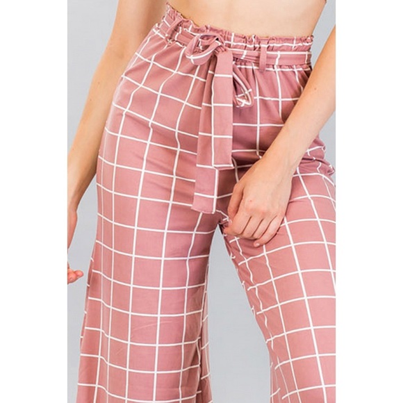 STRIPED CAPRI CULOTTES in Mauve Pink - Picture 3 of 4